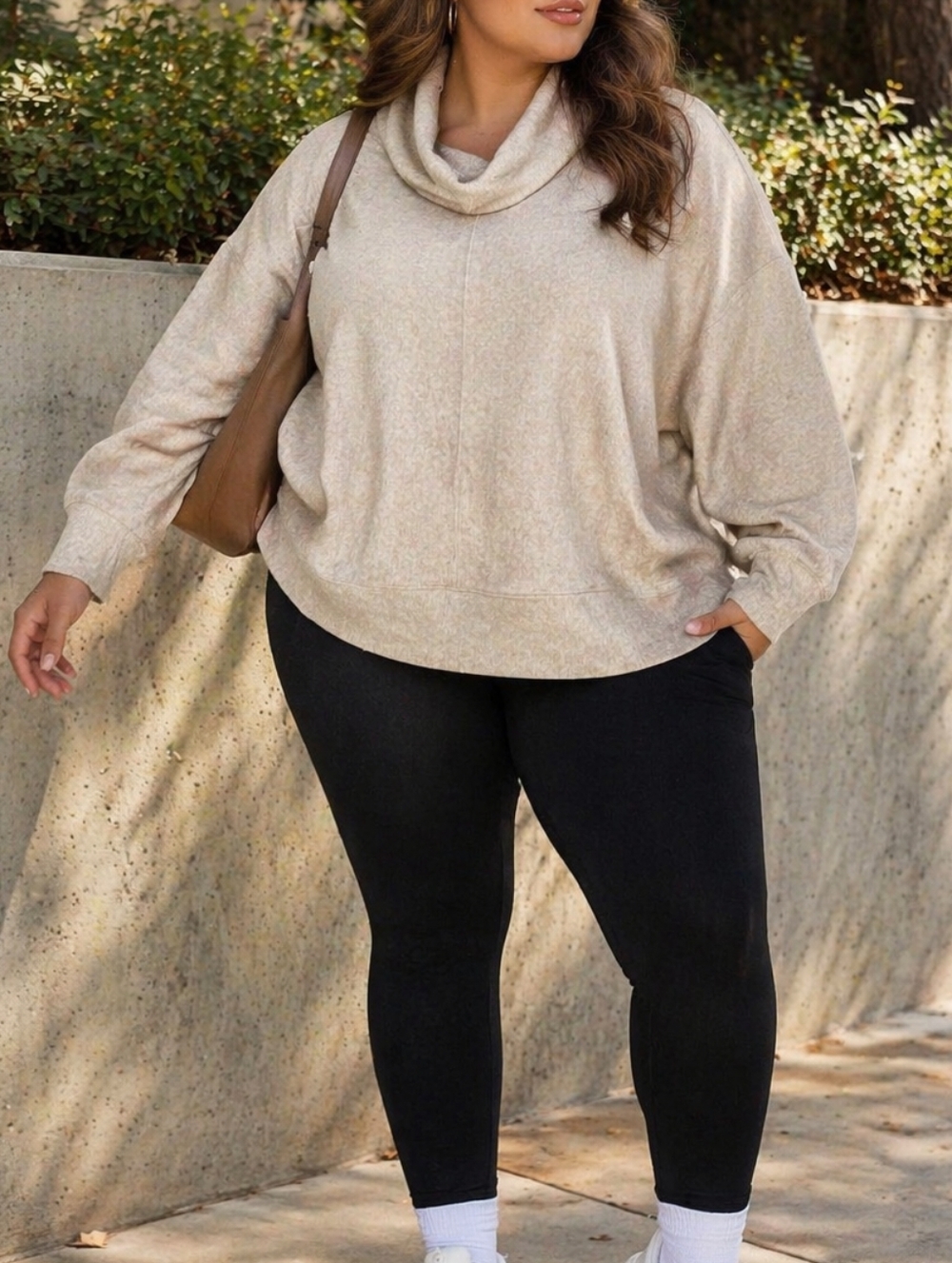 RBX Oatmeal Cowl Neck Sweatshirt Pullover | Cozy Athleisure Lounge Minimalist